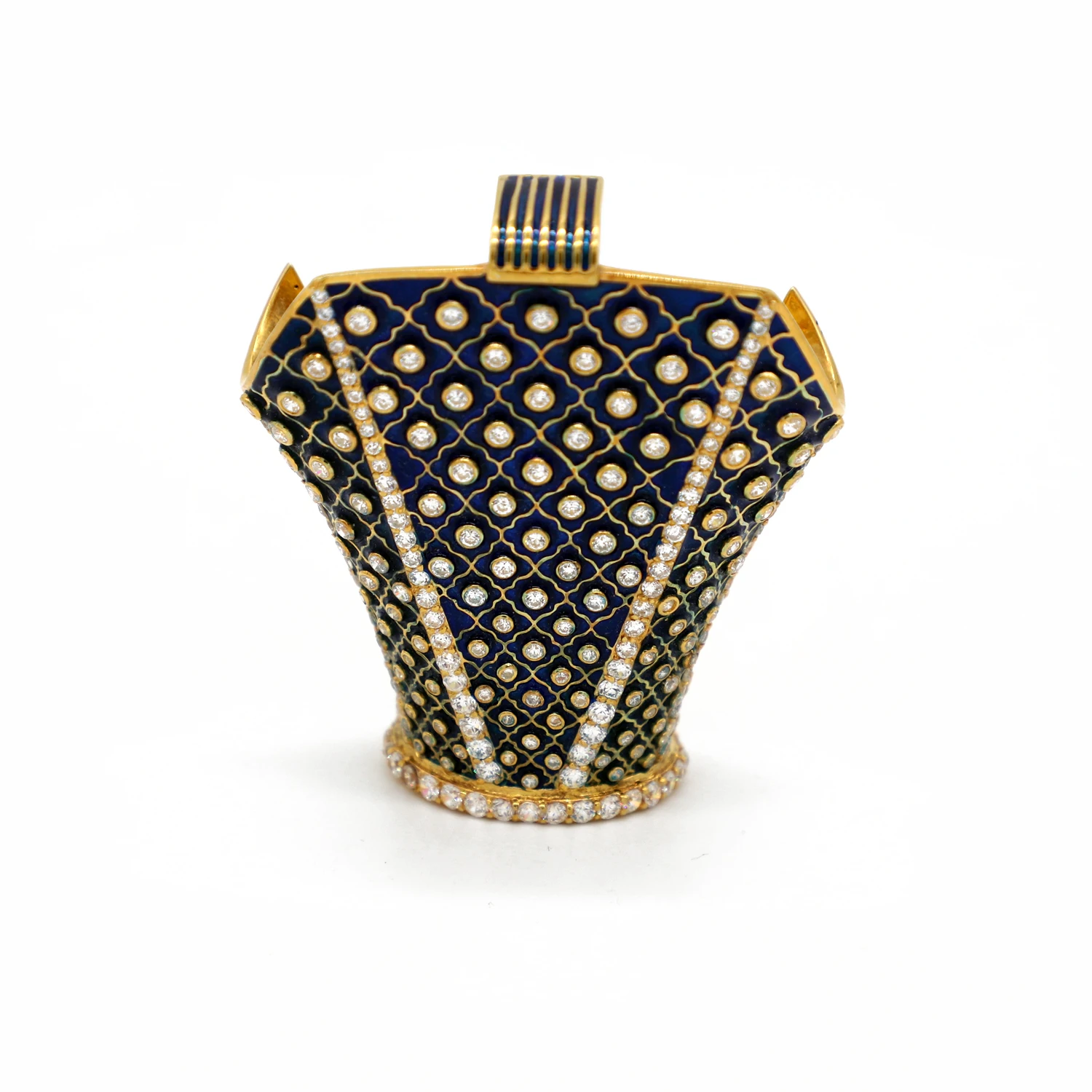 Black Enamel 925 Sterling Silver Gold Plated Tie Hood Shape Knot Cover