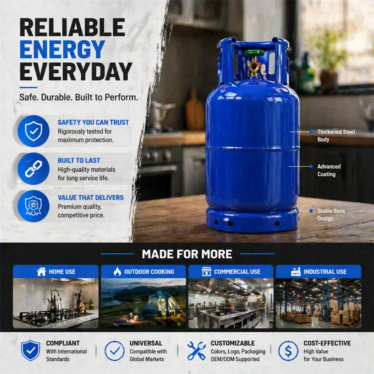 Zhangshan Specification Confirmed by Model 4.5kg Refillable Recyclable Low Pressure Welding Lpg Gas Cylinder for Distributor Use
