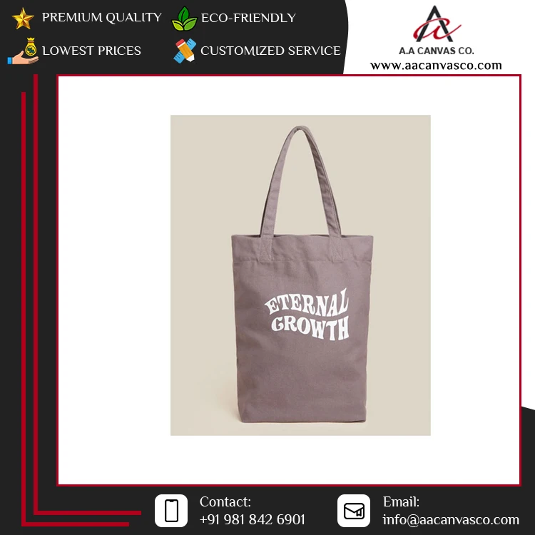 High Quality Custom Printed Cotton Canvas Tote Bag for Gift Shopping Made in India Wholesale Market Price for Promotions