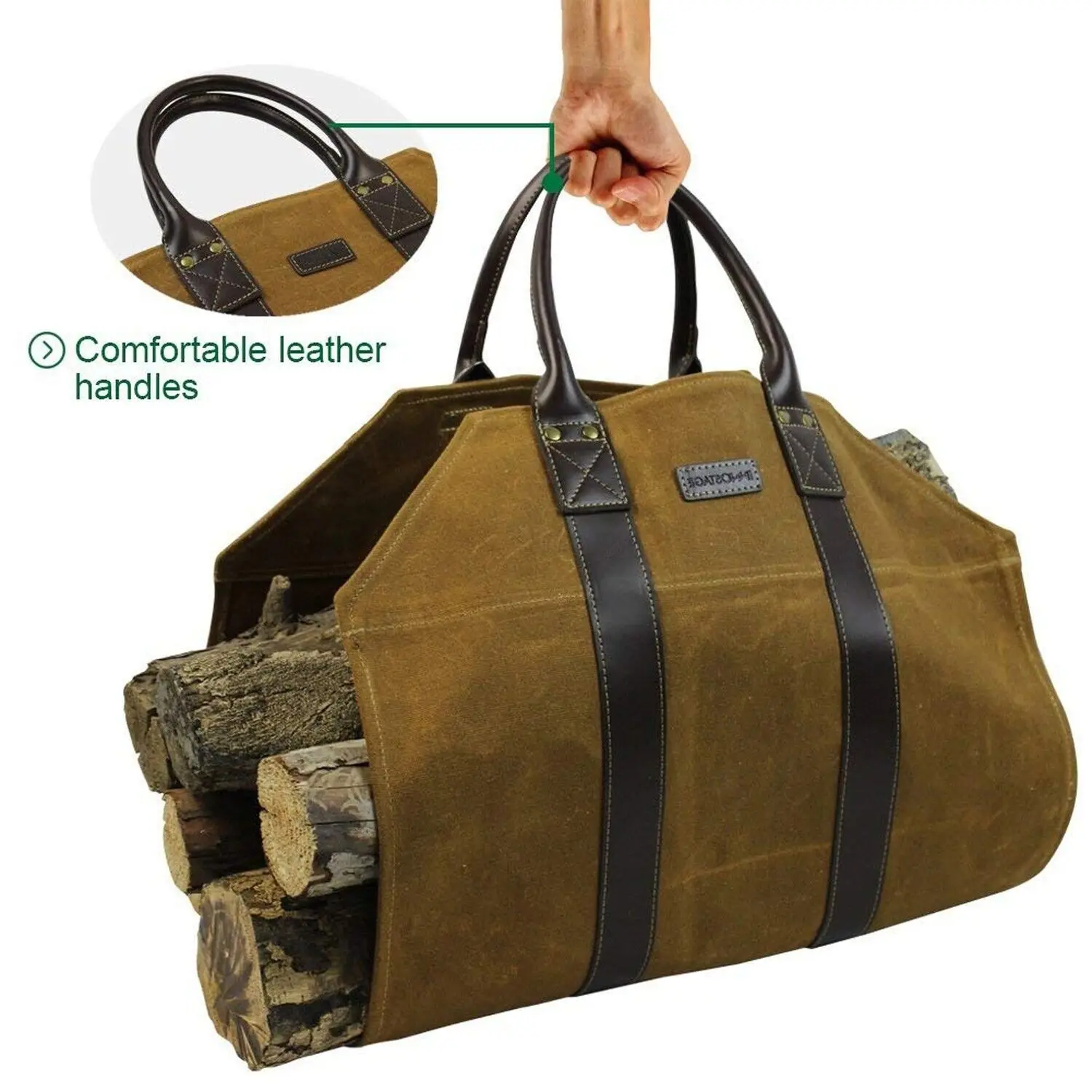 Custom Big Firewood Log Bag Firewood Carrier Backyard Camping Canvas