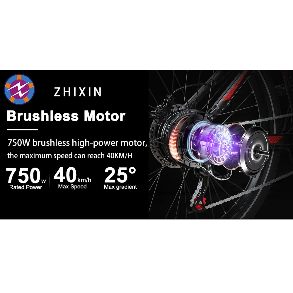 Für SAMEBIKE XD26-II Hybrid-Elektrofahrrad mit 48V 14Ah Lithium-Akku, 750W Motor, 45KM/H Höchstgeschwindigkeit, hydraulischen Bremsen