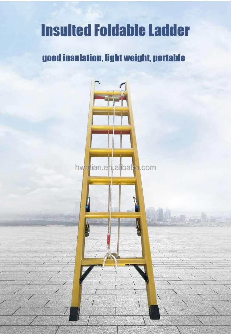 Electric Insulating Double Sided Multipurpose Fiberglass Extension Ladders Foldable Fiberglass Ladders Extension Ladders