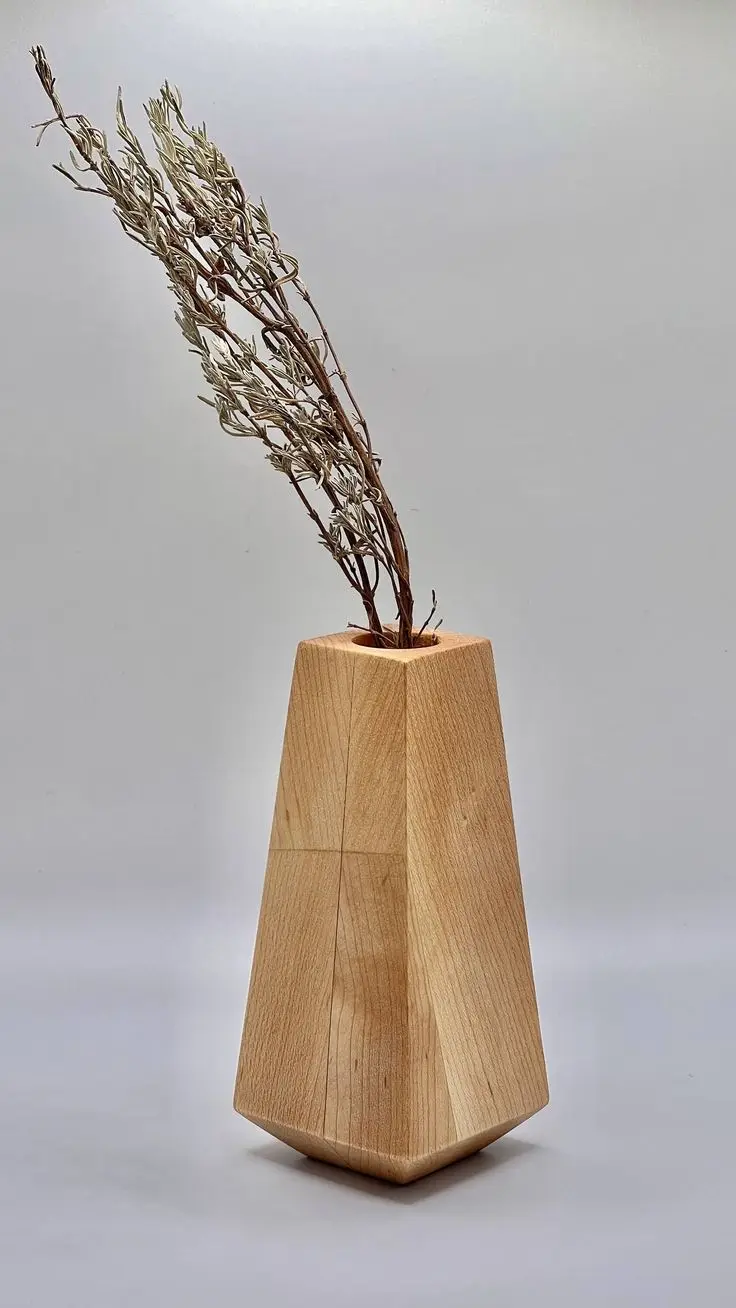 2024 LATEST   DESGIN  WOODEN FLOWER  POT Brand Circle Shape Vase with Mixing Color Wooden Flower Vase for Home Decor