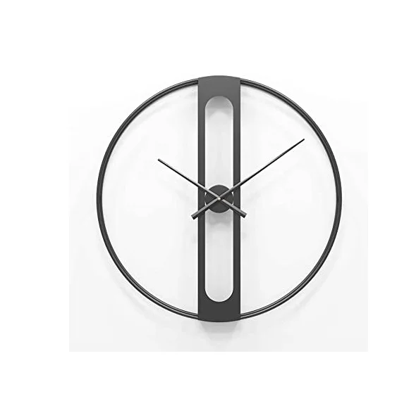 Современный стиль металлическое ремесло украшение для дома металлический и черный цвет круглая форма интерьера часы большого размера на продажу