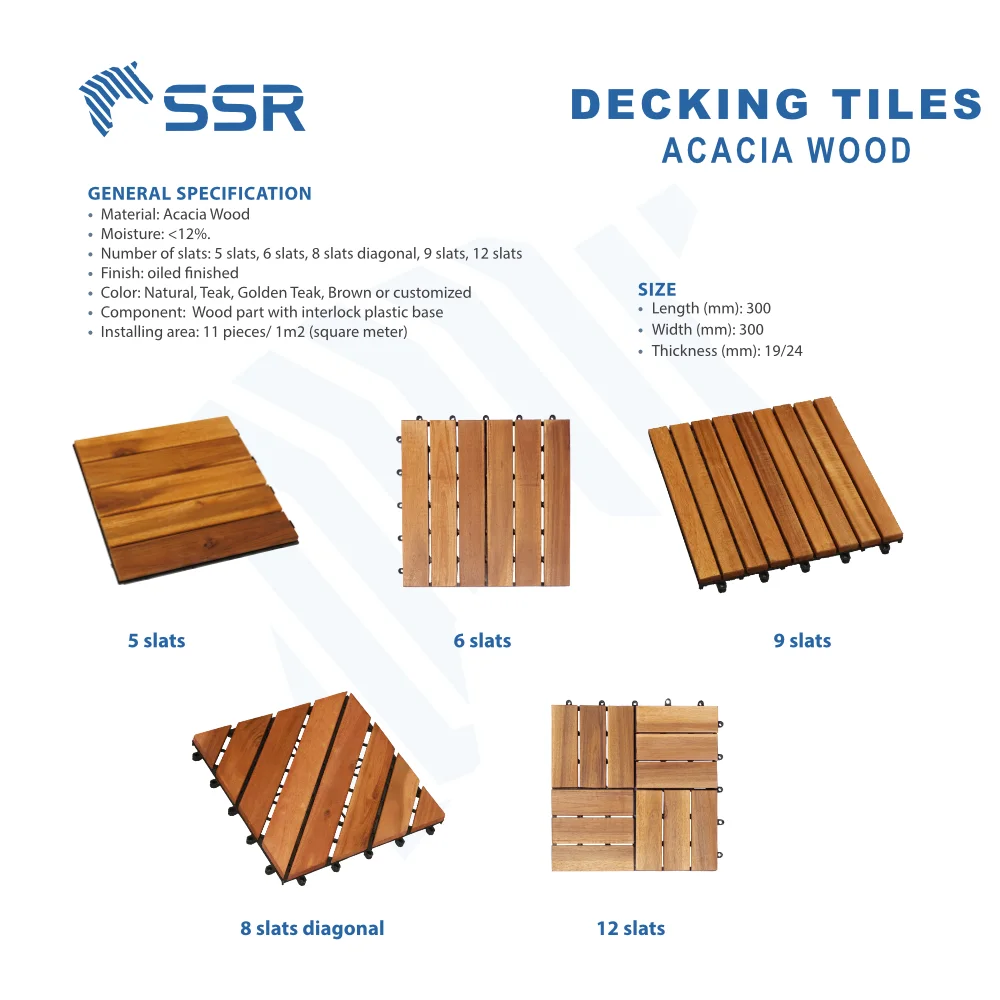 Ssr Vina Acacia Wood Decking Tiles Outdoor Flooring With