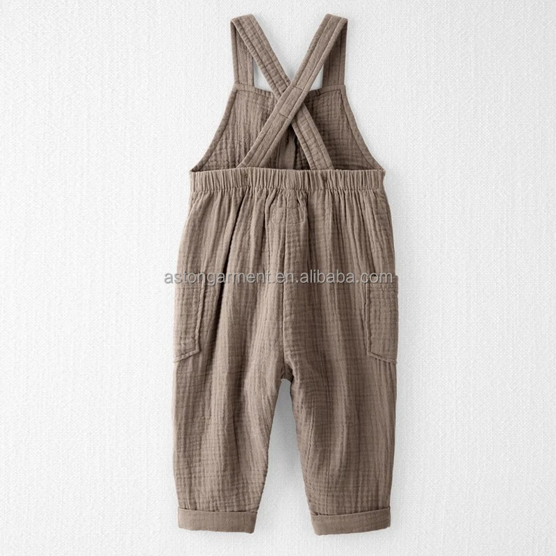 Fashion Style Organic Cotton Gauze Muslin Baby Overalls Infant Jumpsuit