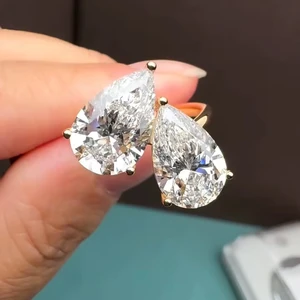 4 Carat E VVS2 Toi et Moi Pear and Pear Cut Engagement Ring Moissanite Diamond Engagement Ring Two Stone Solitaire Ring