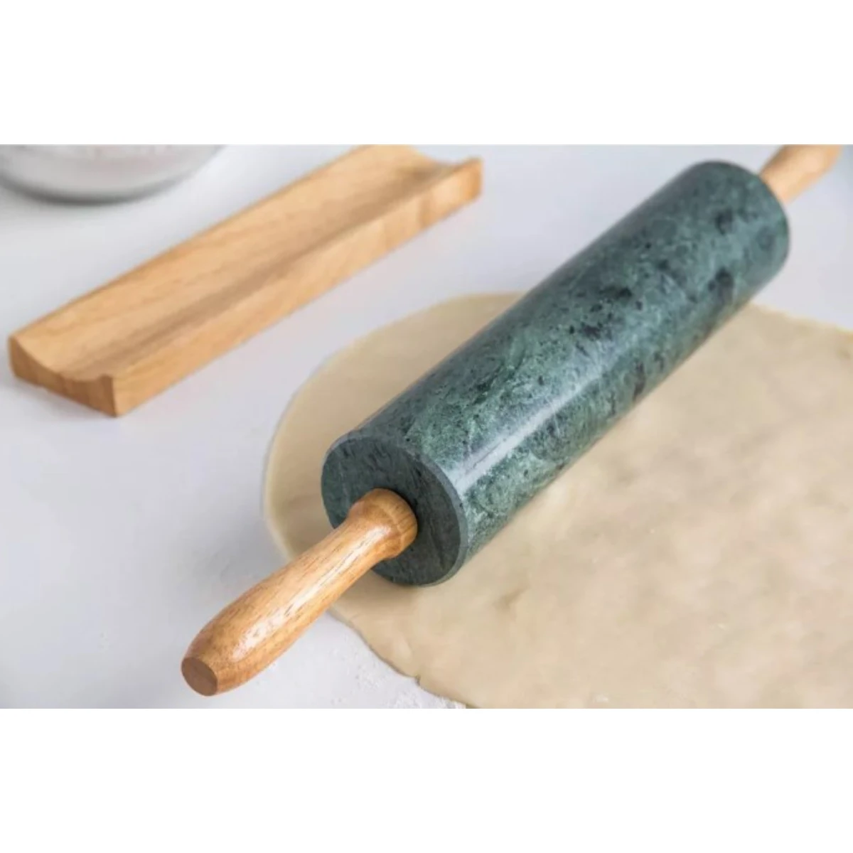 Large Rolling Pin in Marble and Wood with Modern Design Perfect for Baking and Home Kitchenware Accessory