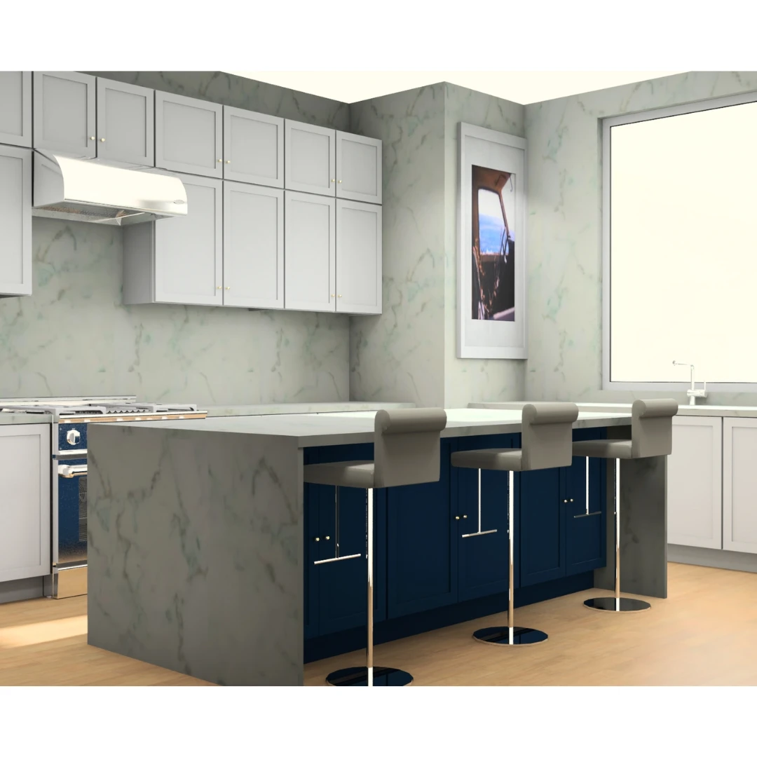 European Frameless Modern Kitchen And Furniture Blue Door