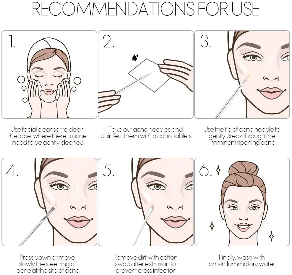 Blackhead Removal Skincare Whitehead Acne Remover Comedone Extractor With Lancet Acne Removal Tools Eco-friendly Pack OEM Logo