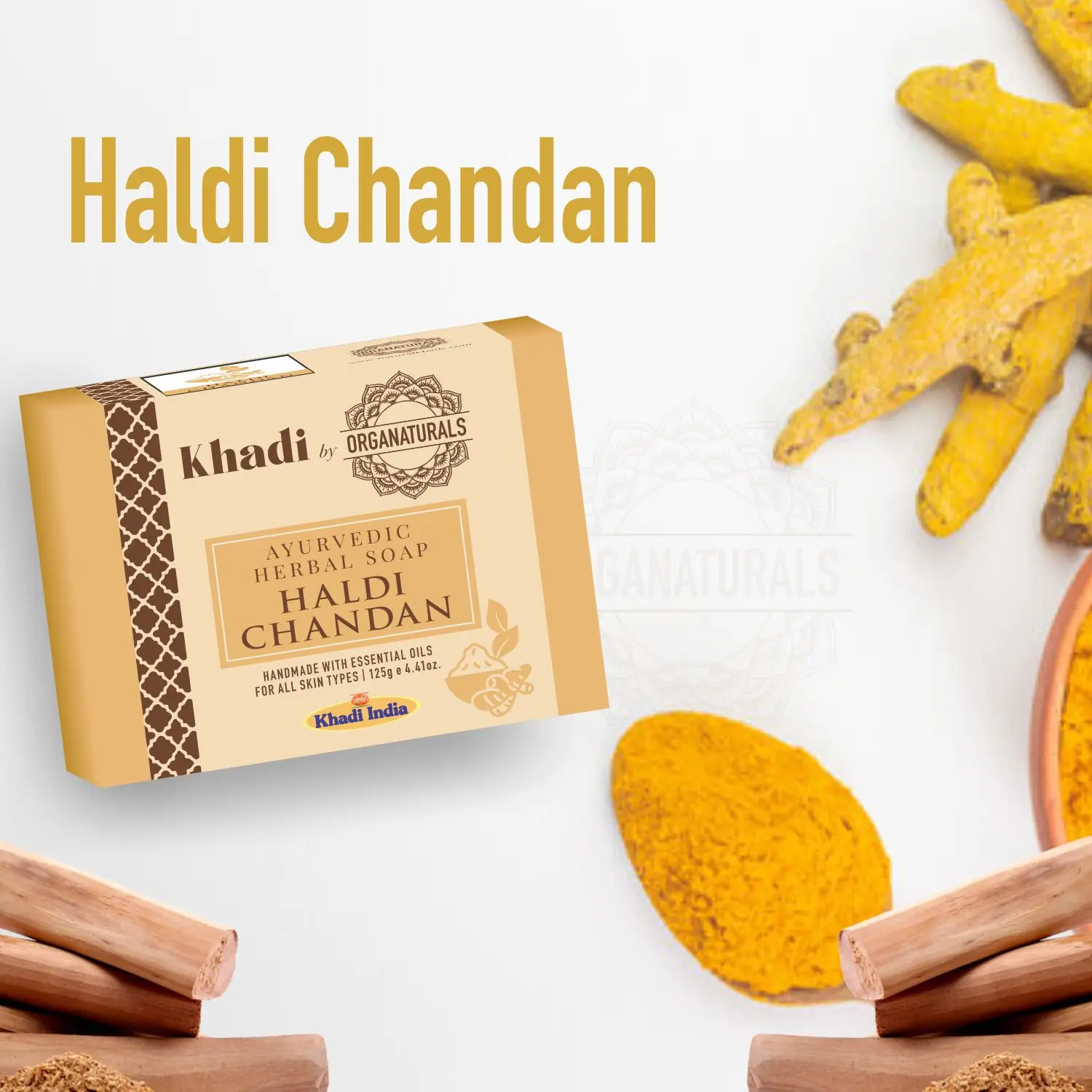 Khadi Ayurvedic Haldi Chandan Handmade Soap For Bath Moisturizing