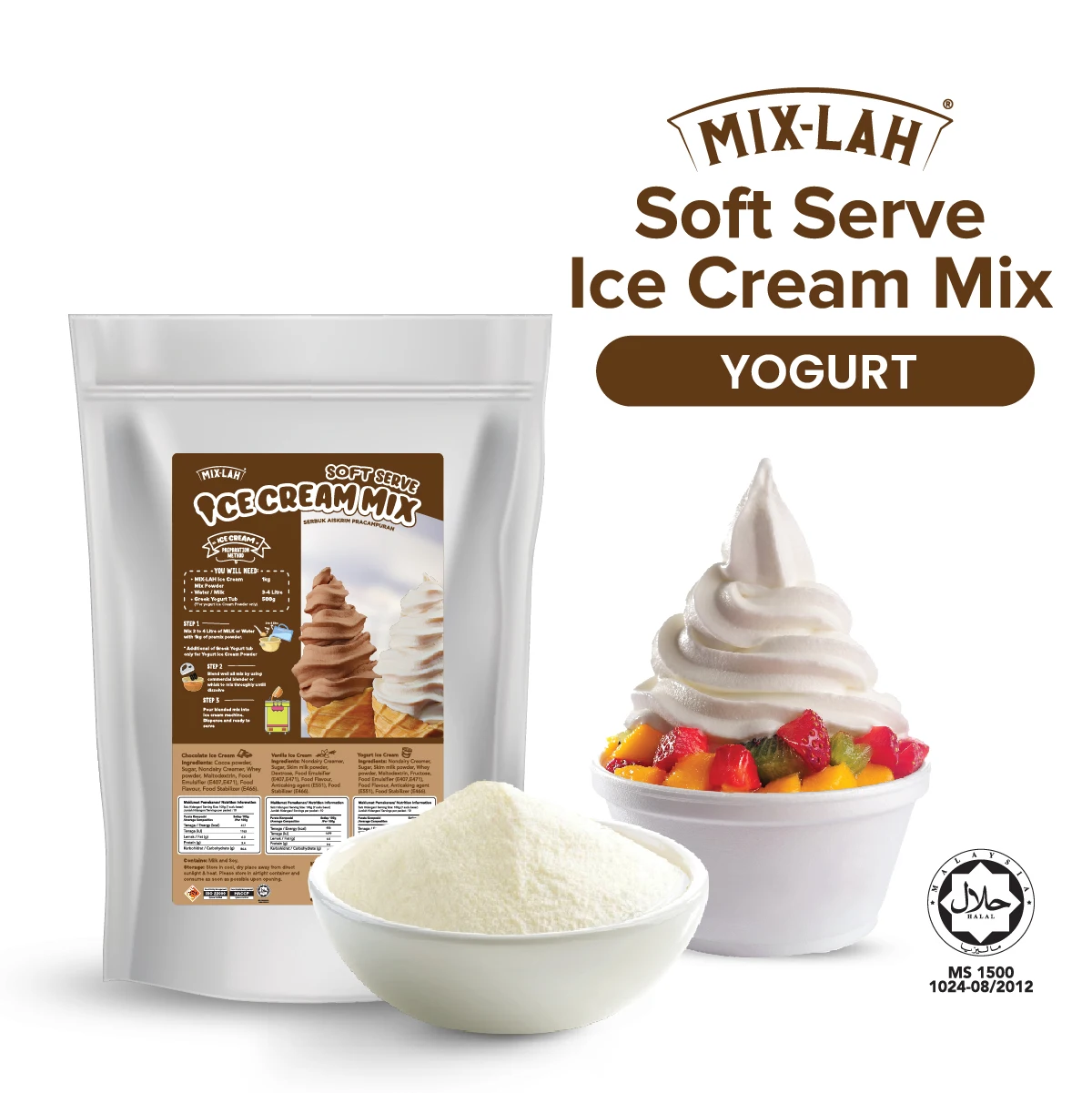 Оптовая продажа, малазийский производитель, натуральный йогурт, мягкий порошок для мороженого, 1 кг, Халяль для магазина мороженого