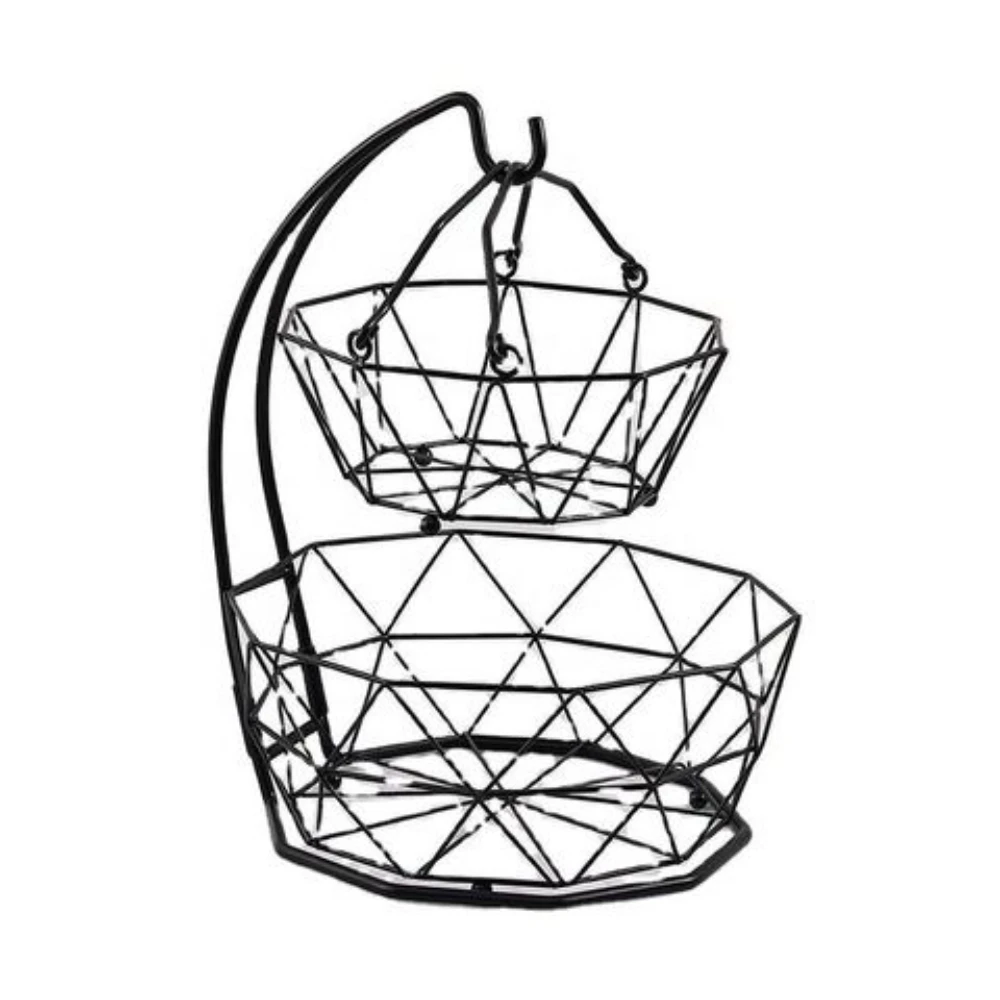 Heavy Duty Bulk Direct Factory Supplies 2 Tier Metal Wire Fruit Basket