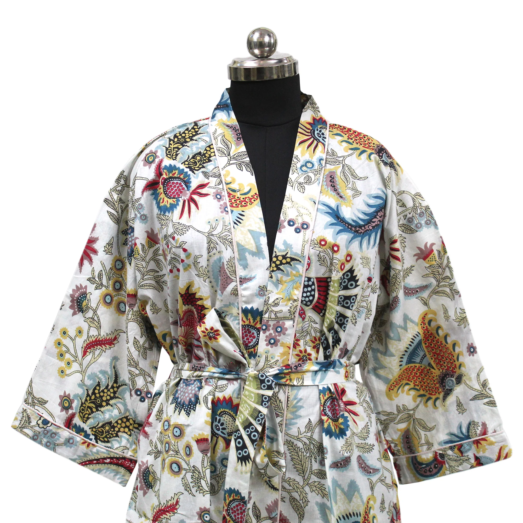 White Kimono Dress For Women Casual Wear Bathrobes Beachwear Handmade