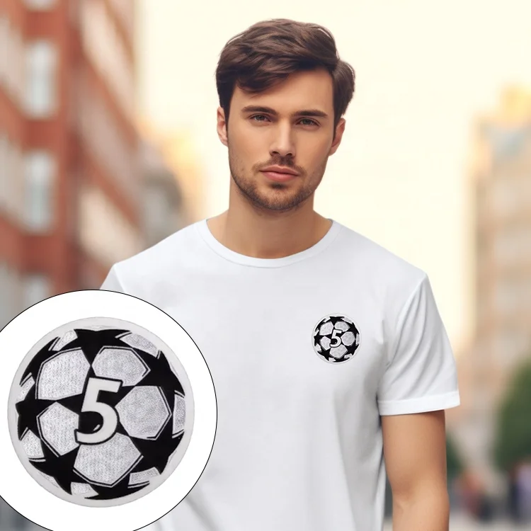 Soccer Sports Flocking Badges Producer Custom Football Logo Soft Heat Transfer Printing Flock Patches with Tatami