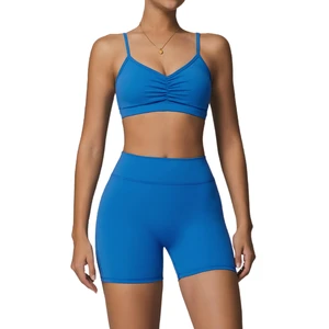 Women Summer Yoga 2 Pcs Sets Sexy Cross Back Bras With Shorts Quick Dry Sports 2Pcs Set Golf Fitness Outdoor Activewear