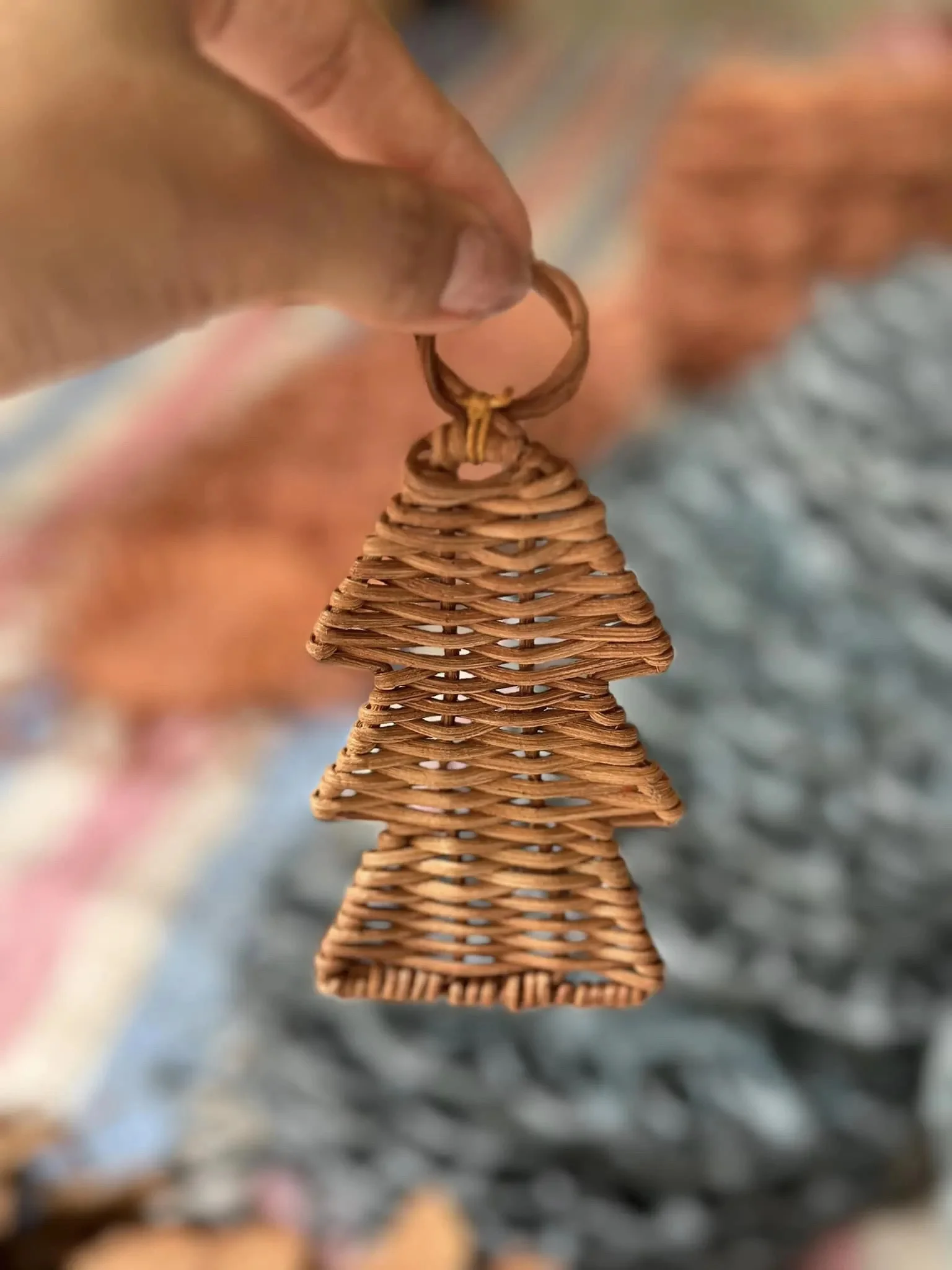 Wicker Rattan Bells Handmade Christmas Tree Ornaments Rattan Star Acorn Decoration Parties Lighting Features - CARYLN