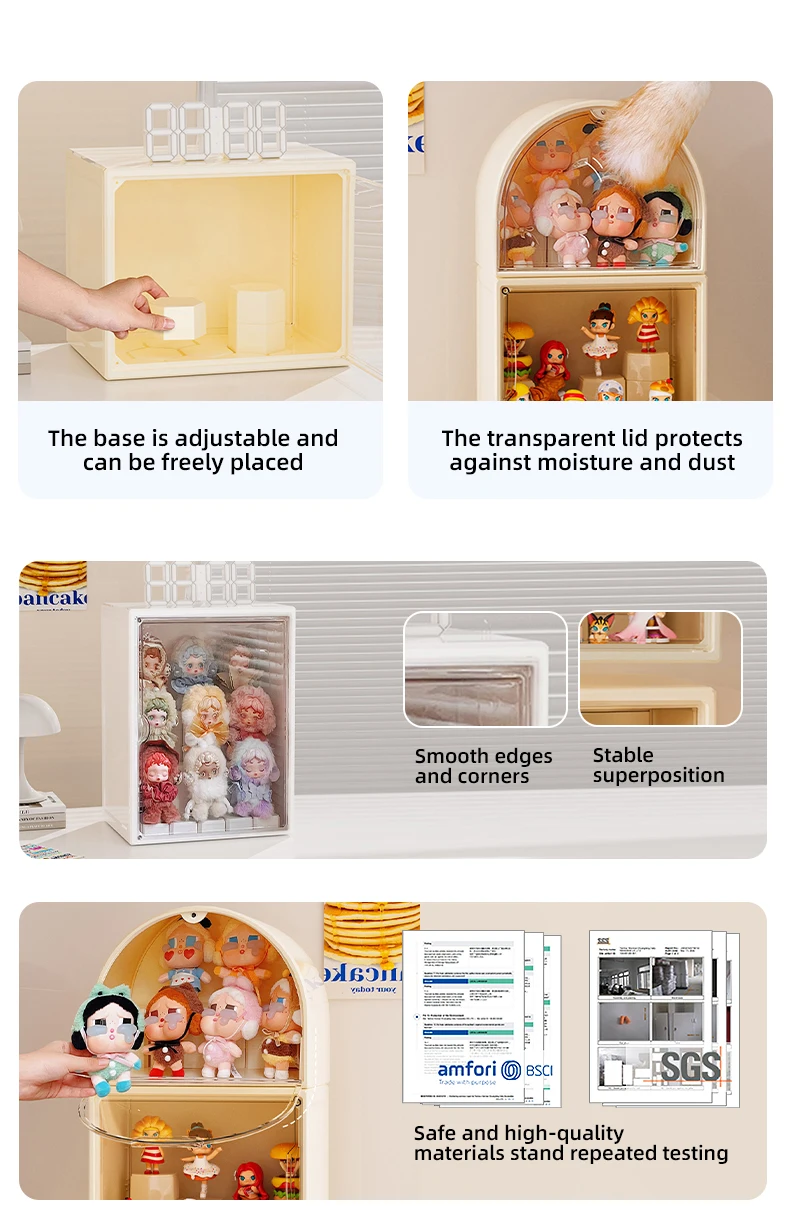 product wanuo diy stackable collectible figure display case clear stackable figurine display box display case for collectible toys-2