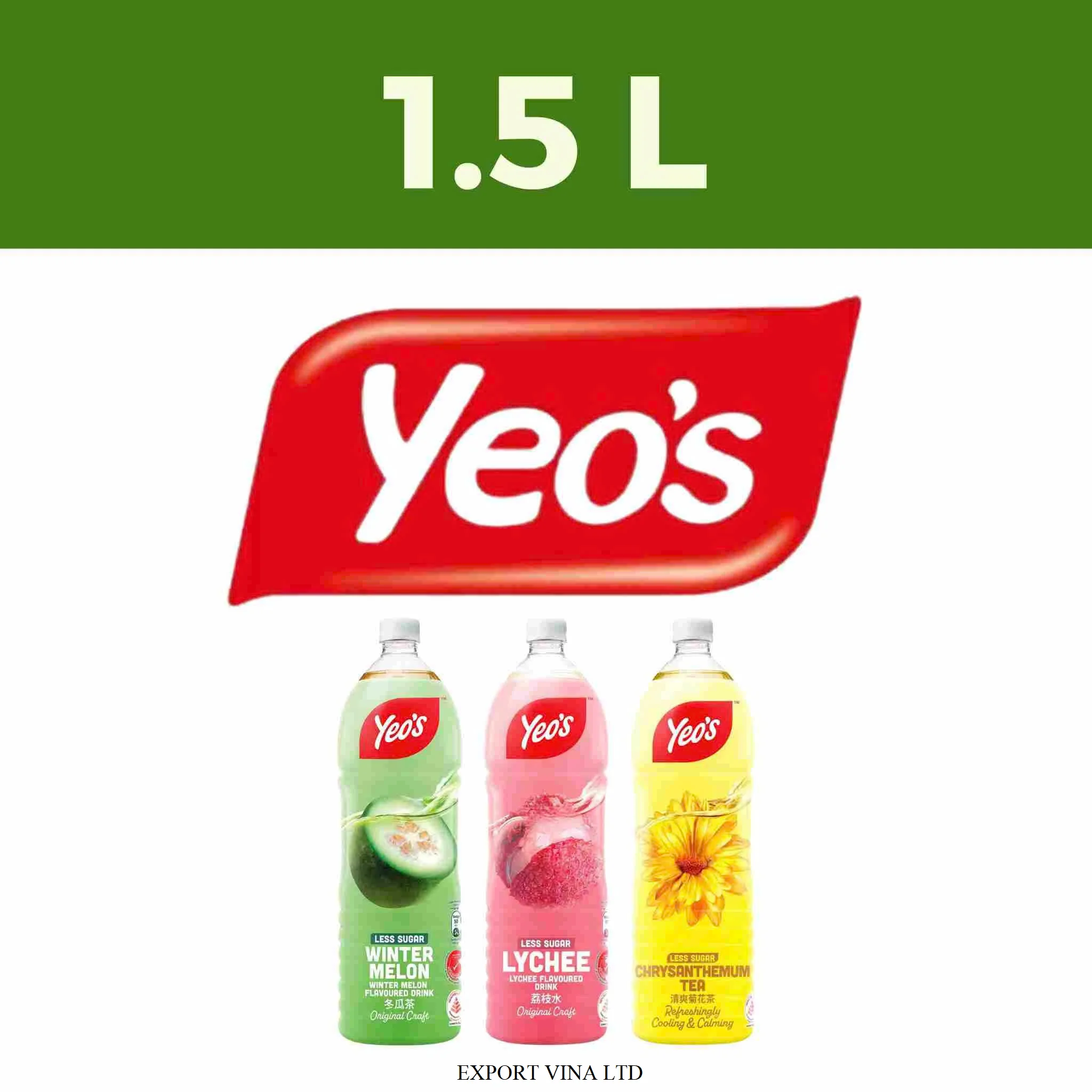 Export Vina Ltd Yeo's フレーバーピュアフルーツピューレジュースドリンク 1.5L ボックス
