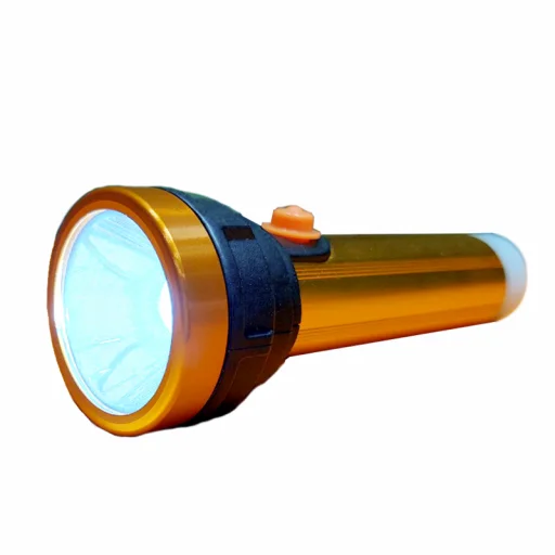 Gold-Black IP54 LED Flashlight with Dimming Function Rechargeable Aluminum Body Battery Flashlight for Camping COB Light Source