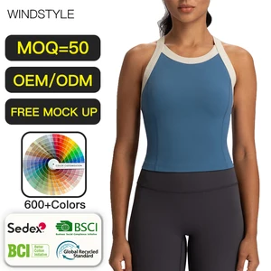 OEM/ODM Women's Cross Back Sports Vest with Sports Yoga Tank Top with All-in-one Sports Bra