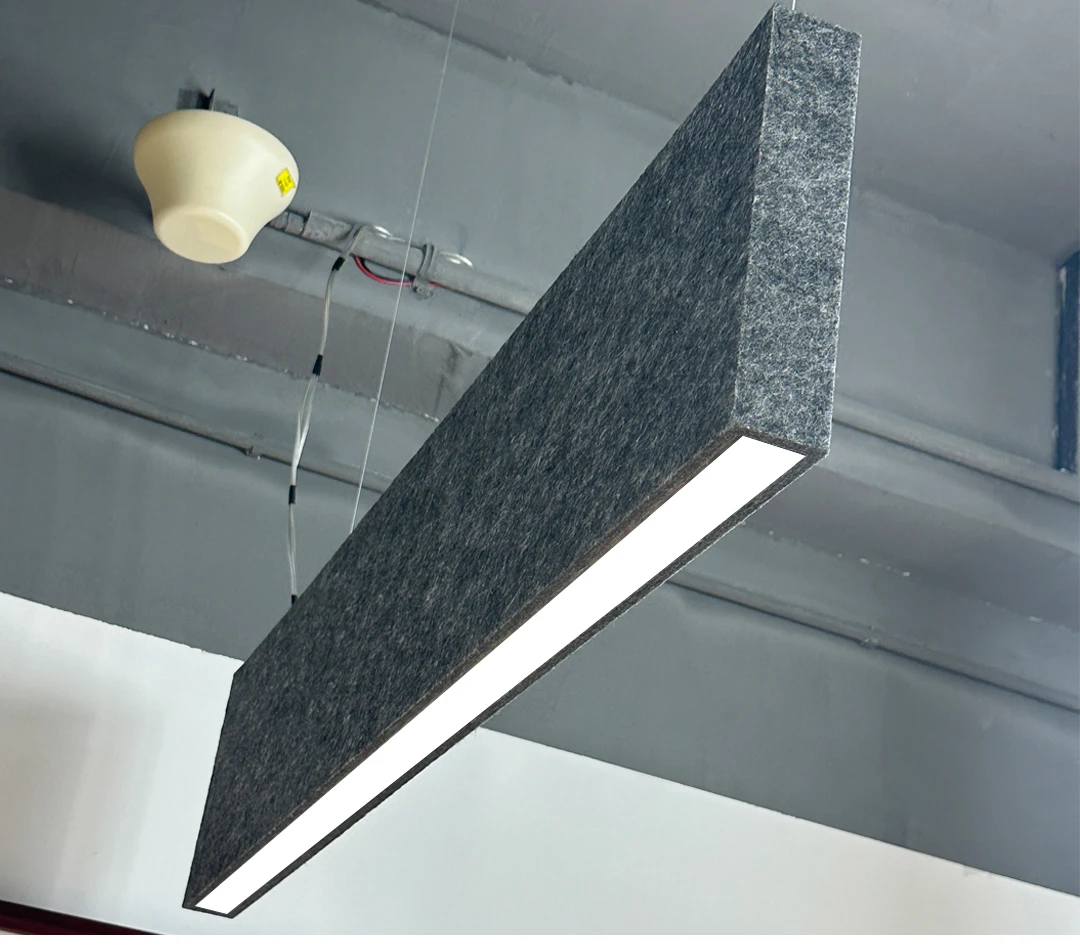 Acoustic Noiseproof LED Linear Light with Sound Absorption felt board for Office Bedroom GYM KTV Bar