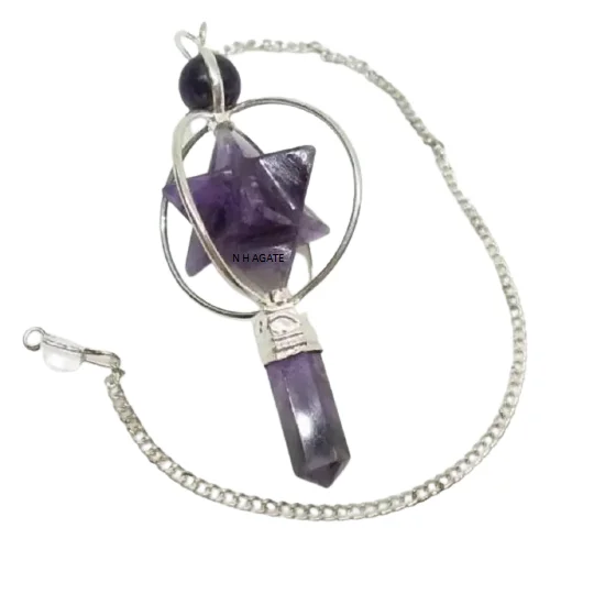 Wholesale Amethyst Merkaba Star Pendulum Gemstone Spinning Merkaba Star
