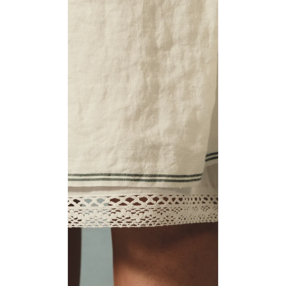 BRAHMA DRESS-Casual Linen Pintuck Ivory Size XS Breathable Bohemian Floral Pattern Office Lady Style Natural ODM Ruffles