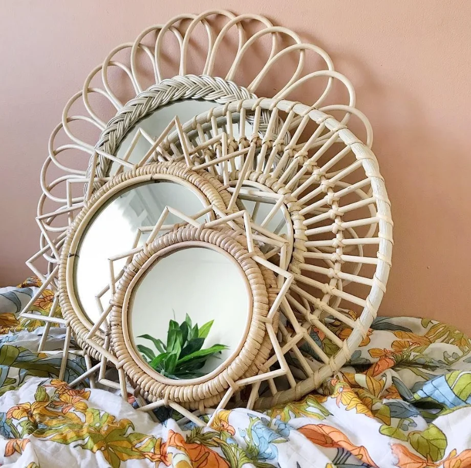 Custom Rustic Design Rattan Mirror - Unique Outdoor Garden And Balcony ...