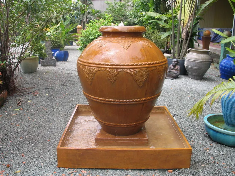 Lotus Flower And Leaves Round Pot Set 2 Home & Garden Light Concrete