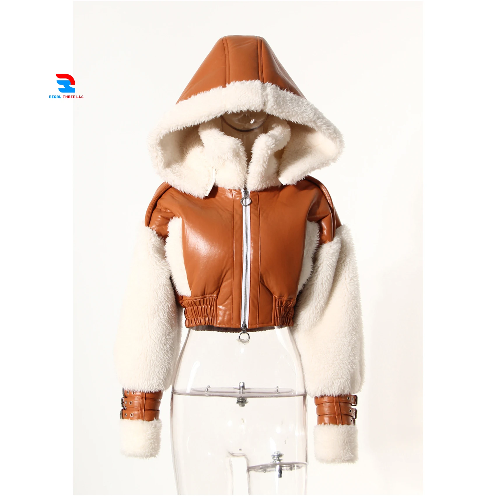 Regal Three LLC - Women's Faux Fur Leather Crop Jackets