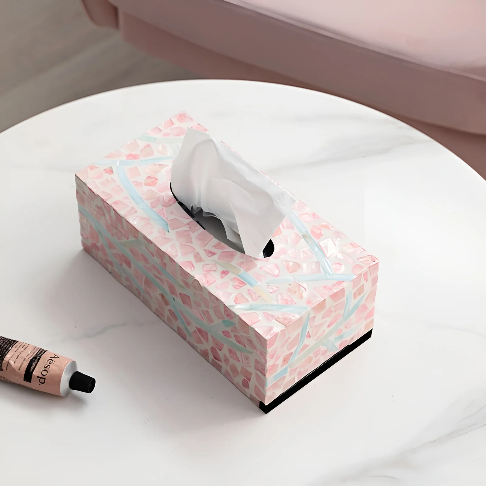 Eco Farmie MOP Tissue Box - Handmade Bone Inlay Storage