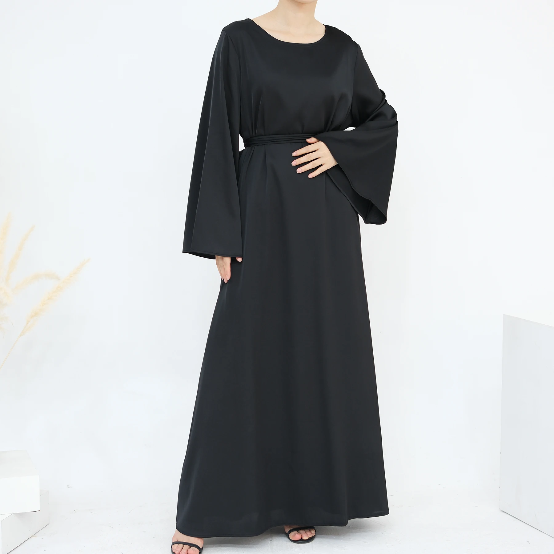 2024 Summer Muslim Dress - Elegant Satin Abaya For Women, Oem 2024 Summer Muslim Dress - Elegant Satin Abaya For Women, Oem