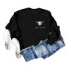 Black sweatshirt (white font) printed on the chest
