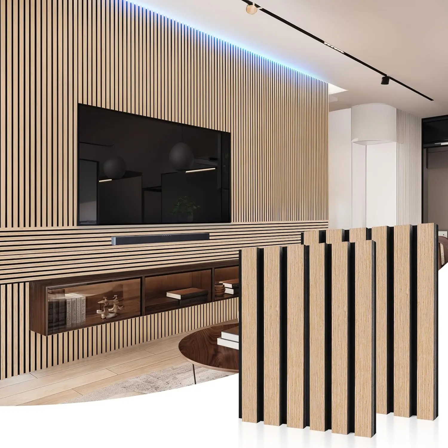 Acoustic Wood Wall Panels White Oak Acoustic Slat Wood Panels for Sound Absorbing Panels for Recording Studios Living Rooms