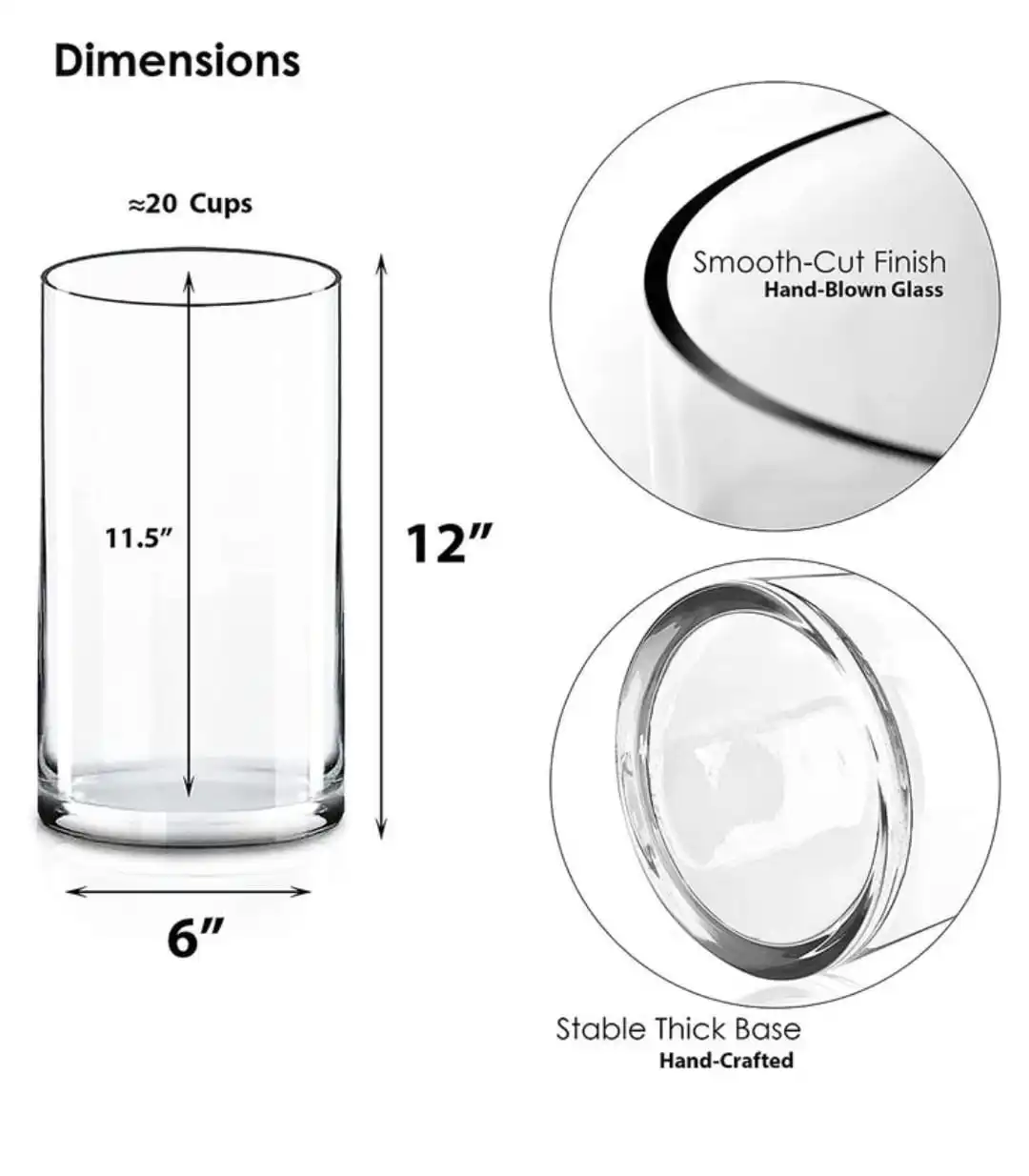 Clear Tall Cylinder Glass Decor Vase For Home/decor Crystal Vases For