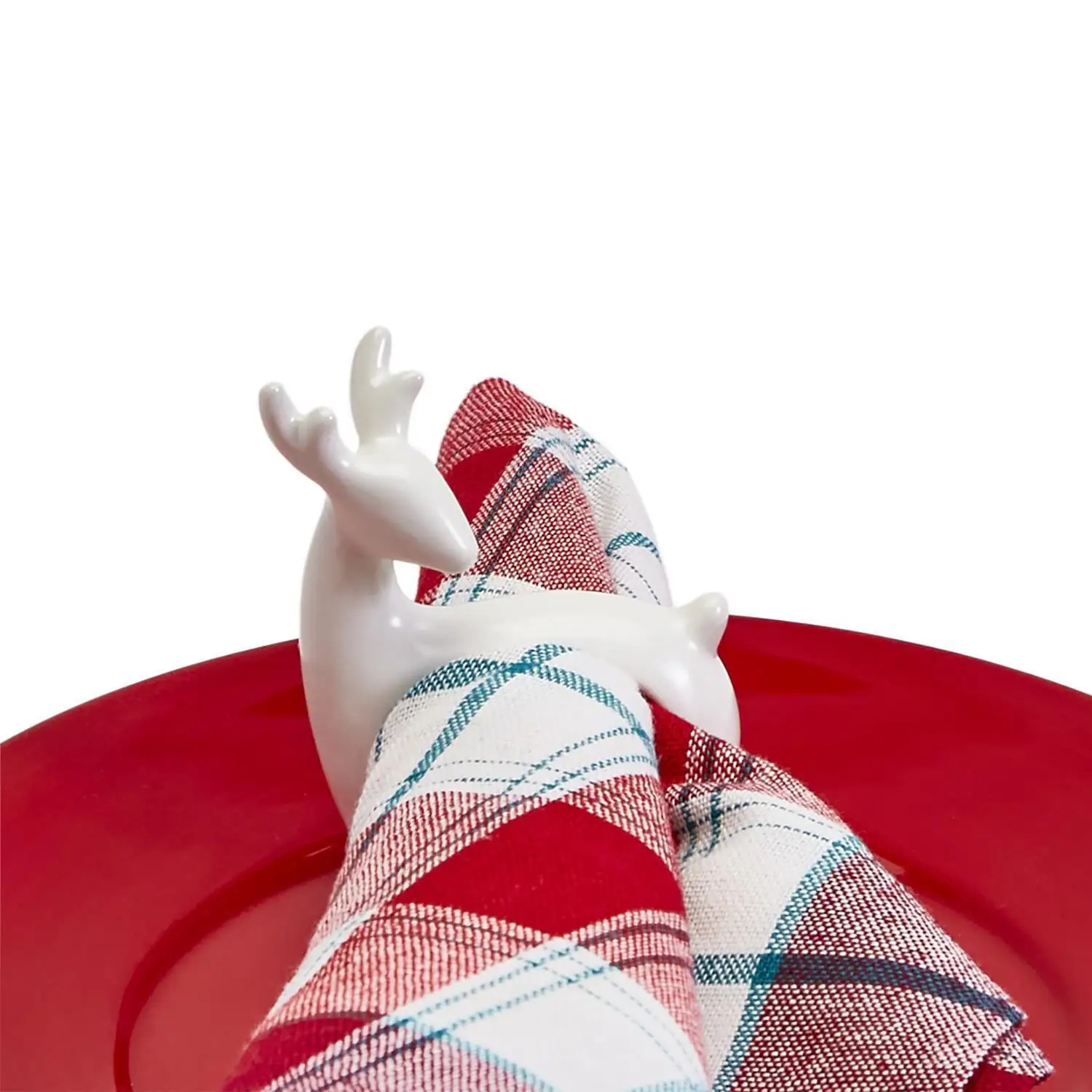 Set of 4 Deer Design Custom Christmas Porcelain Ceramic Napkin Holder Ring for Dinner Party Wedding