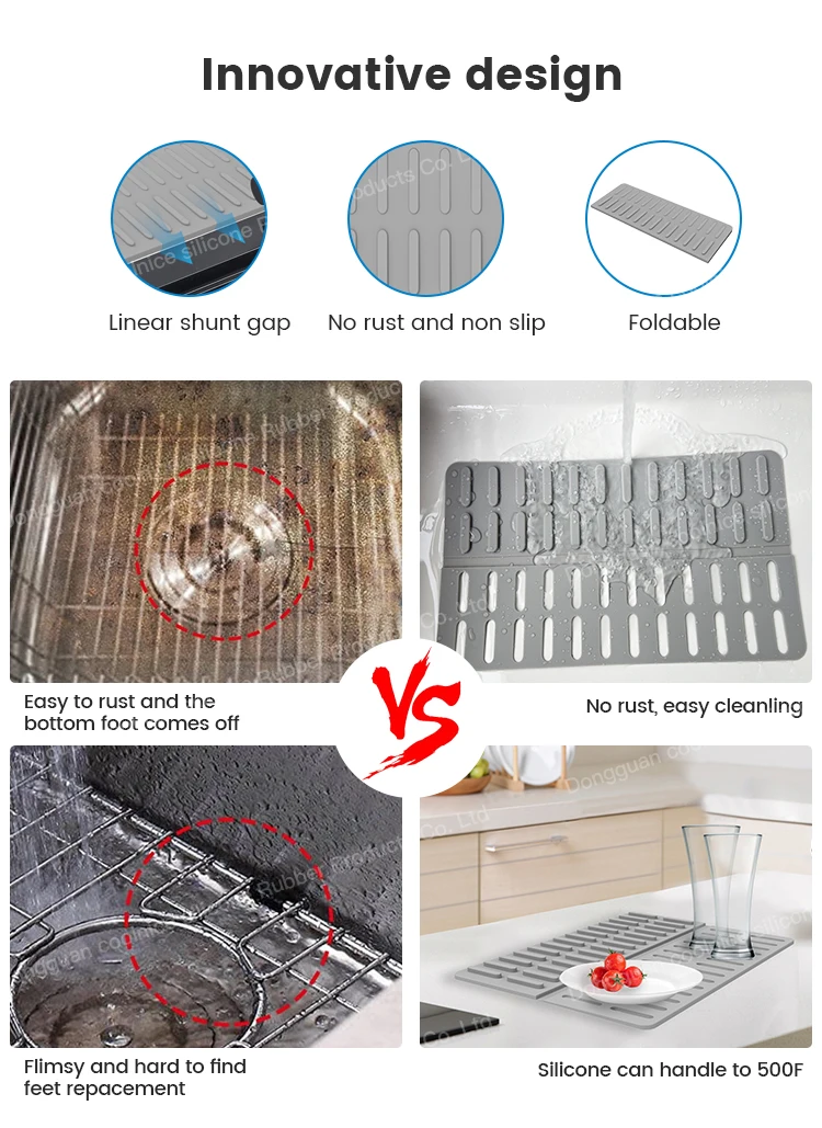 New Design Splash Guard Bathroom Drainage Mat Silicone Dish Drying Pad