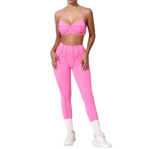 Custom Logo Women's Sexy Yoga Sport Top Hot Solid Color Activewear Gym Fitness Sets Hot Sale Workout Workout Wear