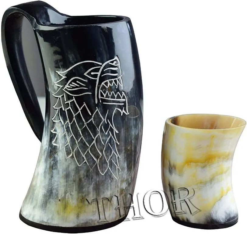Authentic Viking Drinking Horn Thor Mug With Shot Beer Glass Cold