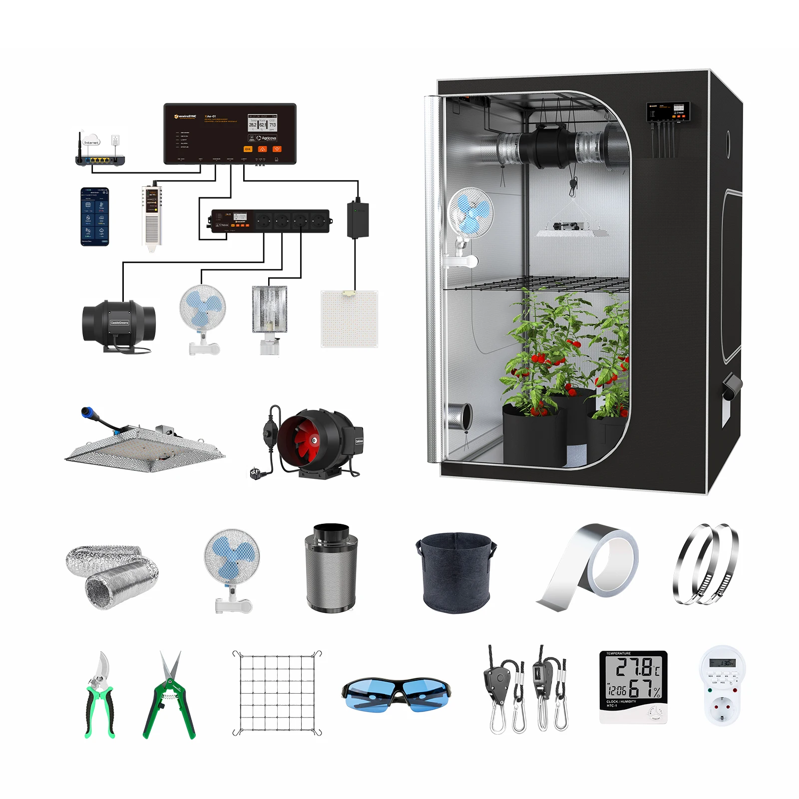 Green Fingers Grow Tent 80x80x160CM Hydroponics Kit Indoor Plant Room System