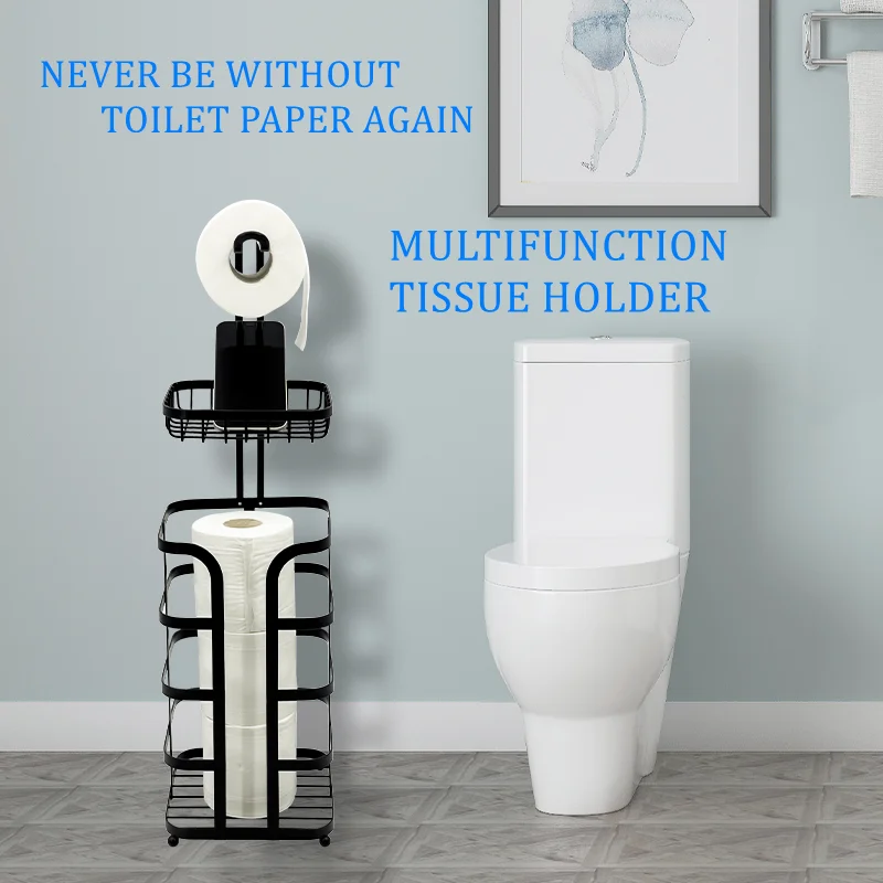Free Standing Toilet Paper Storage Rack Bathroom Stand Toilet Paper