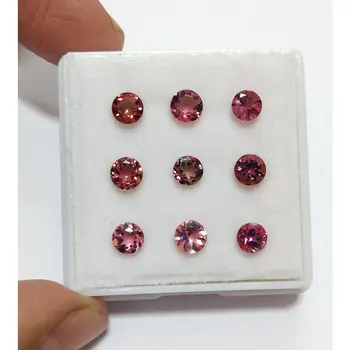 top quality pink tourmaline loose gemstone round shape cut stone wholesale price 5mm calibrated size top making