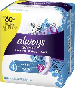 Always Discreet 48 Count Cotton Disposable Heavy Absorbency Incontinence Pads for Women Hygiene France Changing Pad Liners