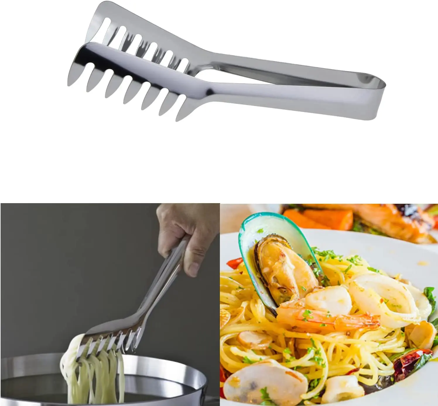 Accessoires de cuisine pince ¿¿ nouilles en acier inoxydable peigne  alimentaire pince ¿¿ spaghetti pince ¿¿ pates support alimentaire pour la  cuisson des pates Restaurant