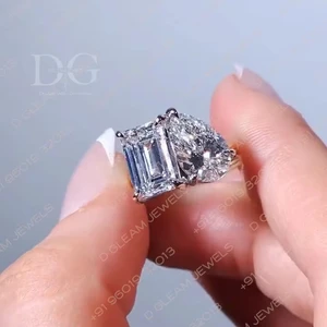 14K Solid Yellow Gold Pear Cut Ethnic Engagement Promise Ring 2ct EF VVS Lab Grown Diamond Prong Set Party Wedding Anniversary