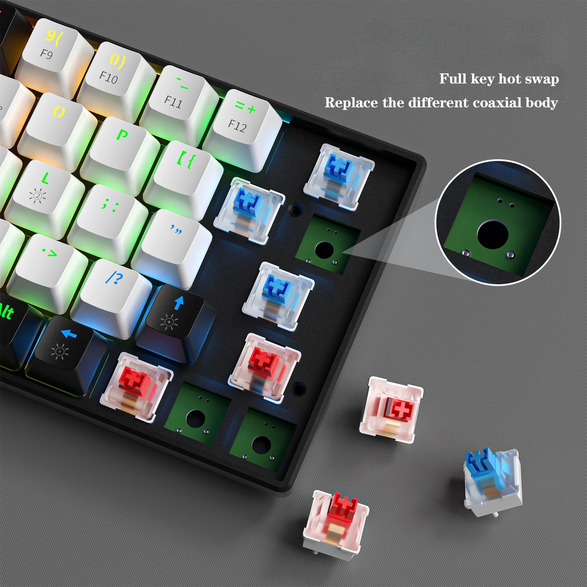 60% Wire Ergonomic Mechan Computer Switch Switches Usb Custom Backlit Mechanical Backlight Mini Rgb Gaming Keyboard