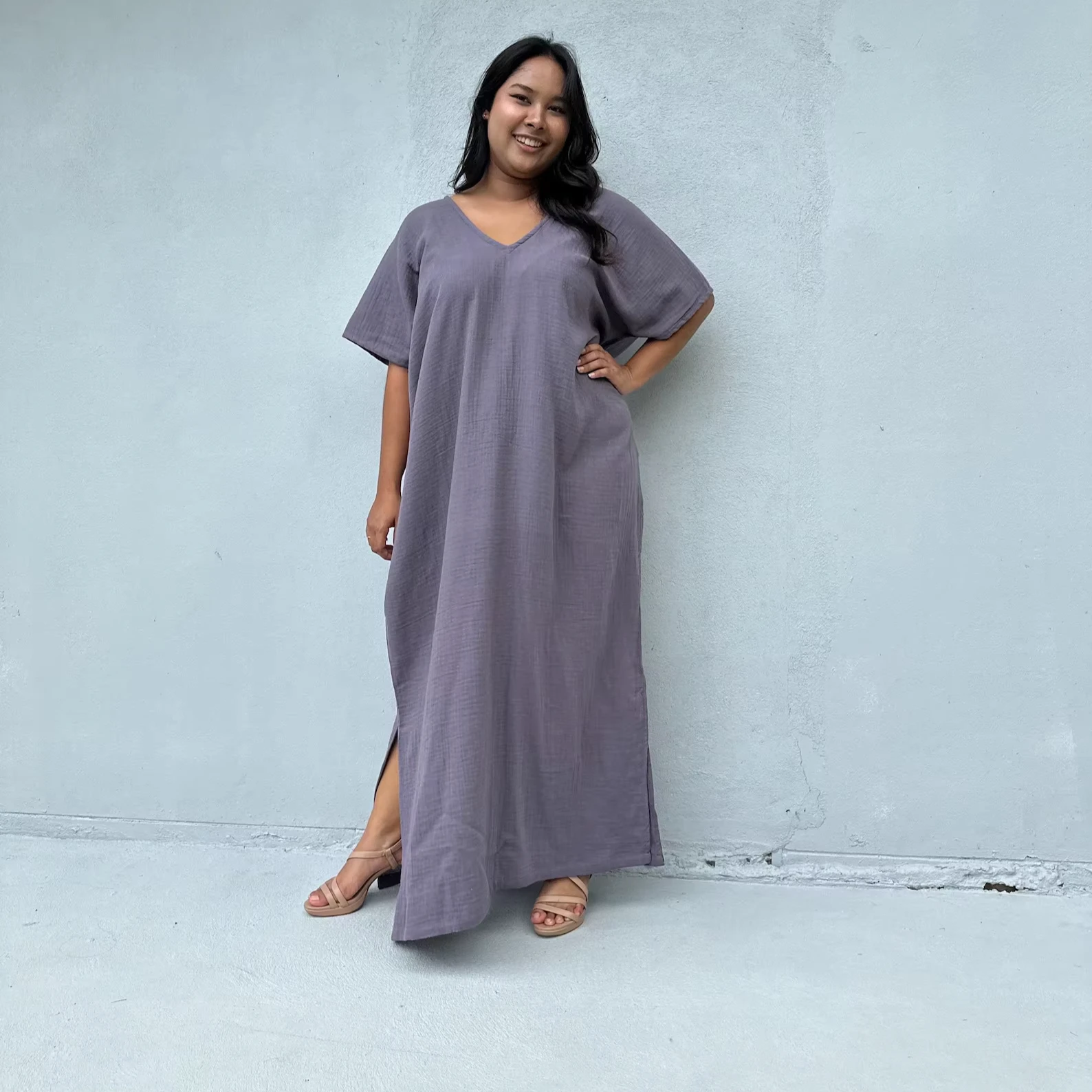 slim fit dress slacks 100% Cotton Coral Gauze Maxi Dress - All Dresses