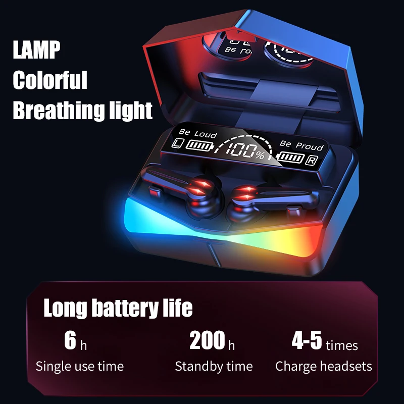 Лидер продаж на Amazon, Классные модные зеркальные беспроводные Игровые наушники с дисплеем на аккумуляторе M28, Tws наушники, спортивные наушники-вкладыши для мобильного телефона