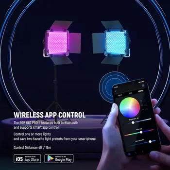 NEEWER Upgraded 660 PRO II RGB LED Video Light with App Control&Stand Kit, 2 Pack Constant 50W No Color Shift/1% Precise Min detail image